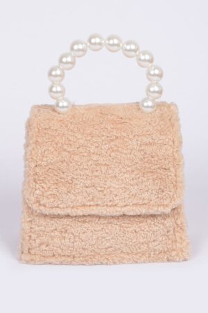 Faux Fur Clutch with Pearl Handle – Structured Mini Bag