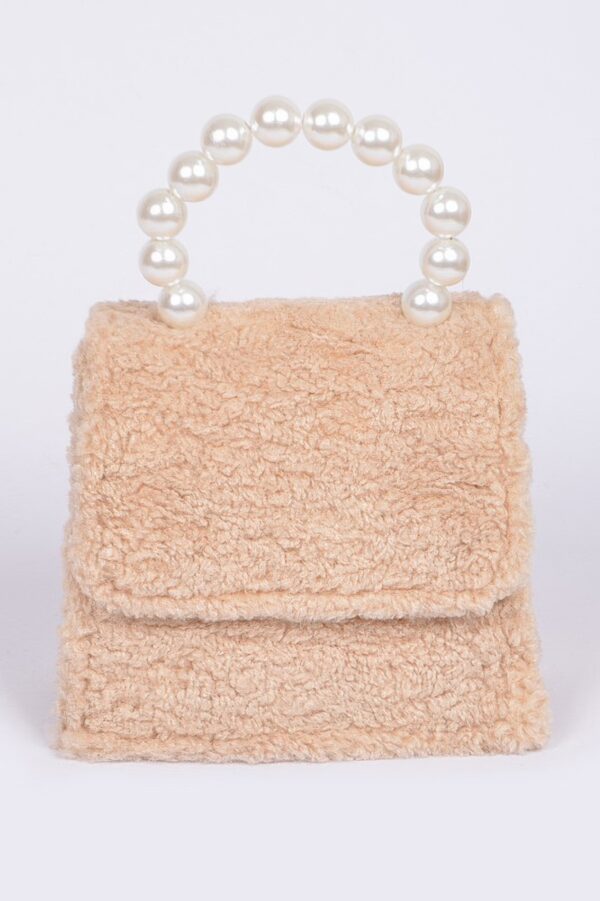 Faux Fur Clutch with Pearl Handle – Structured Mini Bag