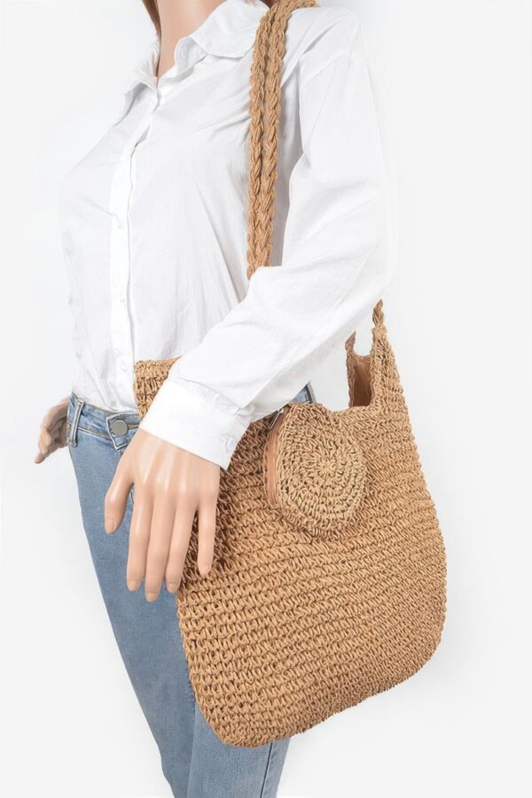 Faux Straw Tote – Textured Straw-Inspired Handbag