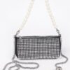 Tube Pearl Handle Evening Bag with Hotfix Accents