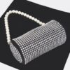 Tube Pearl Handle Evening Bag with Hotfix Accents