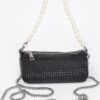 Tube Pearl Handle Evening Bag with Hotfix Accents