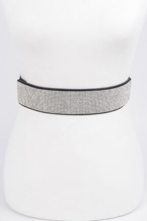Rhinestone Elastic Waist Belt – 2″ Wide