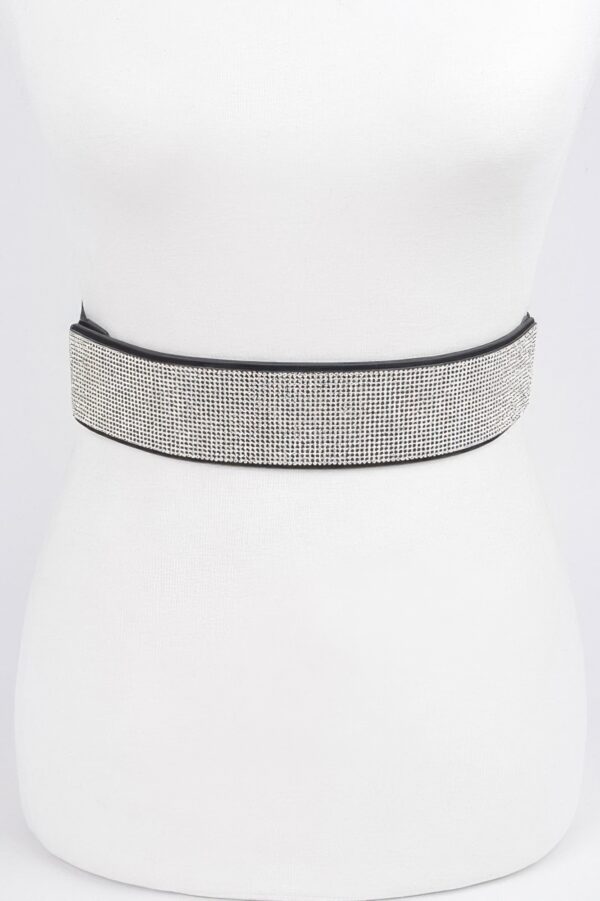 Rhinestone Elastic Waist Belt – 2″ Wide