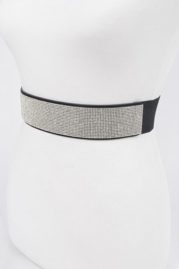 Rhinestone Elastic Waist Belt – 2″ Wide