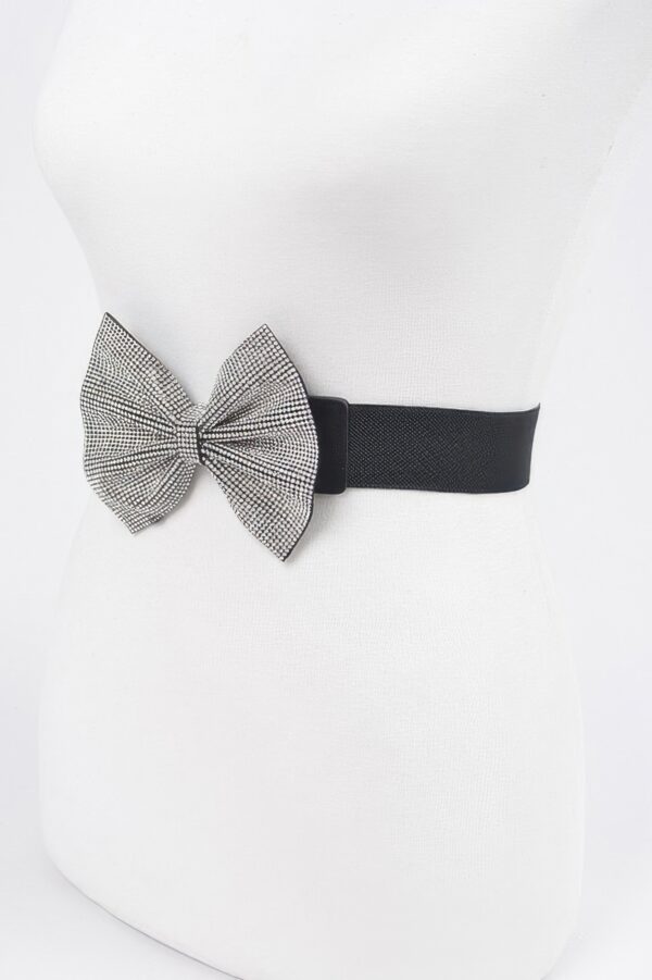 Rhinestone Ribbon Elastic Belt – Slim Sparkle Waist Accent