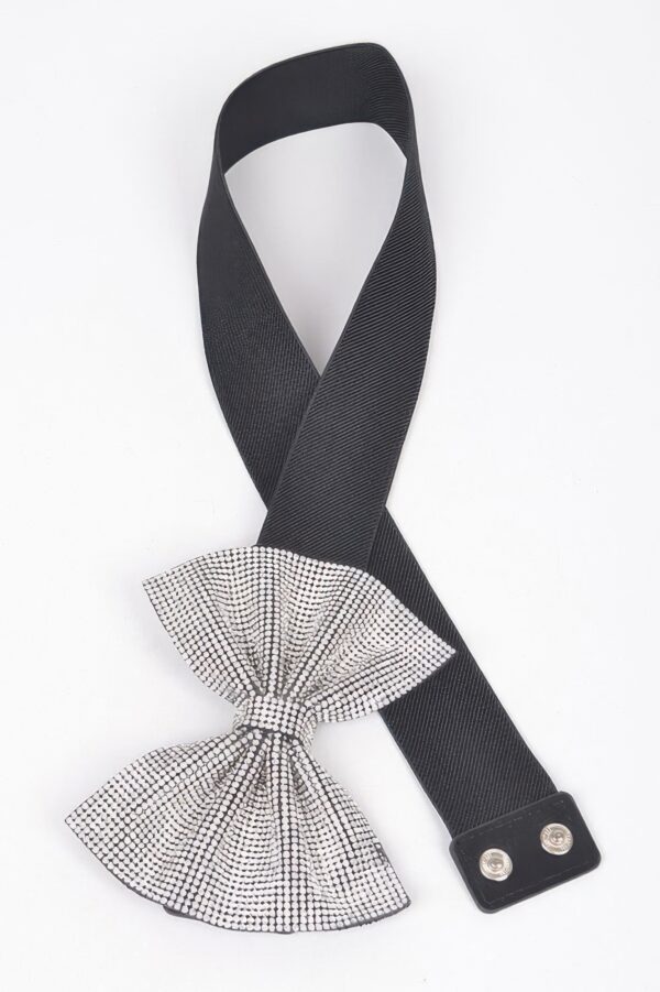 Rhinestone Ribbon Elastic Belt – Slim Sparkle Waist Accent