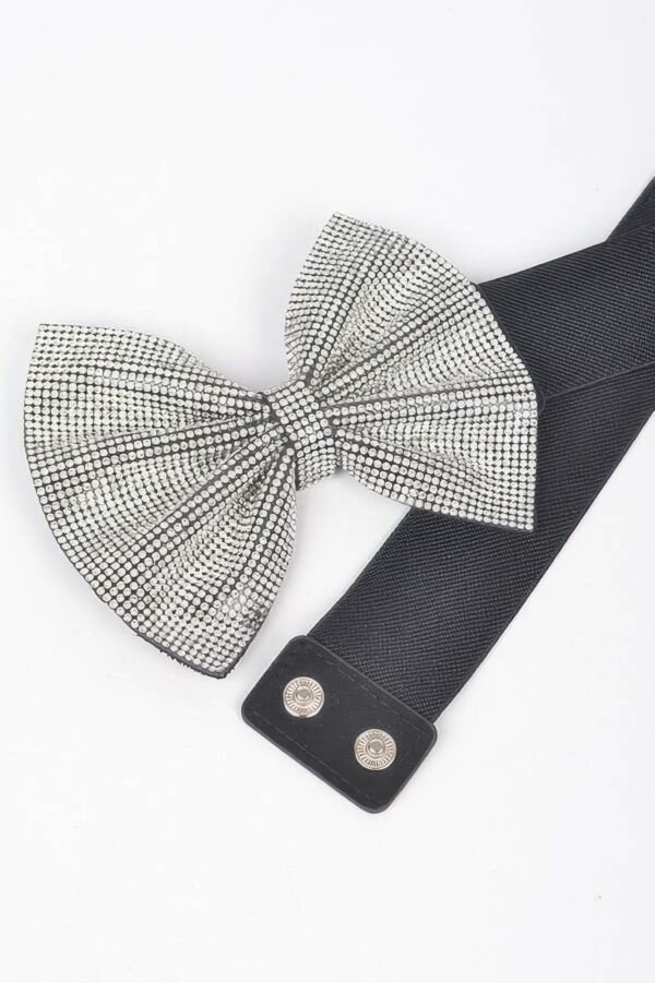 Rhinestone Ribbon Elastic Belt – Slim Sparkle Waist Accent