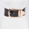 Plus-Size Wide Enamel Belt with Mixed Metal Detail