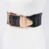 Plus-Size Wide Enamel Belt with Mixed Metal Detail