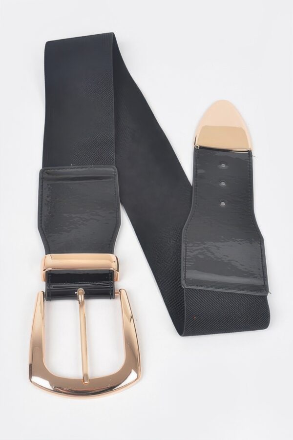 Plus-Size Wide Enamel Belt with Mixed Metal Detail