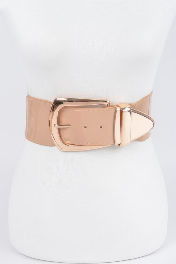 Plus-Size Wide Enamel Belt with Mixed Metal Detail