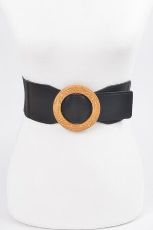 Plus Size Elastic Belt with Oversized Round Buckle
