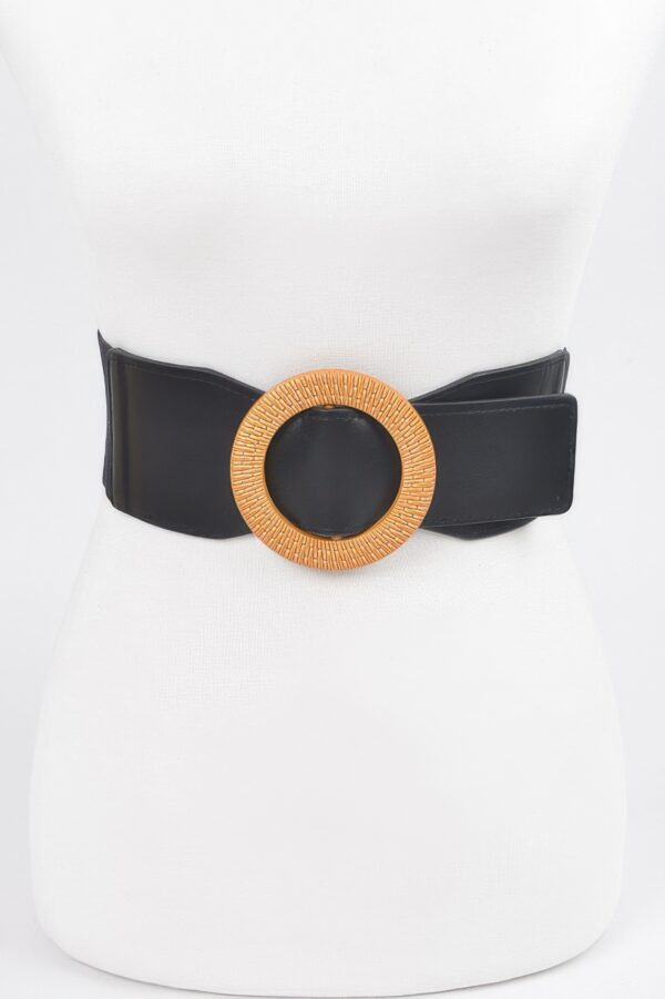 Plus Size Elastic Belt with Oversized Round Buckle
