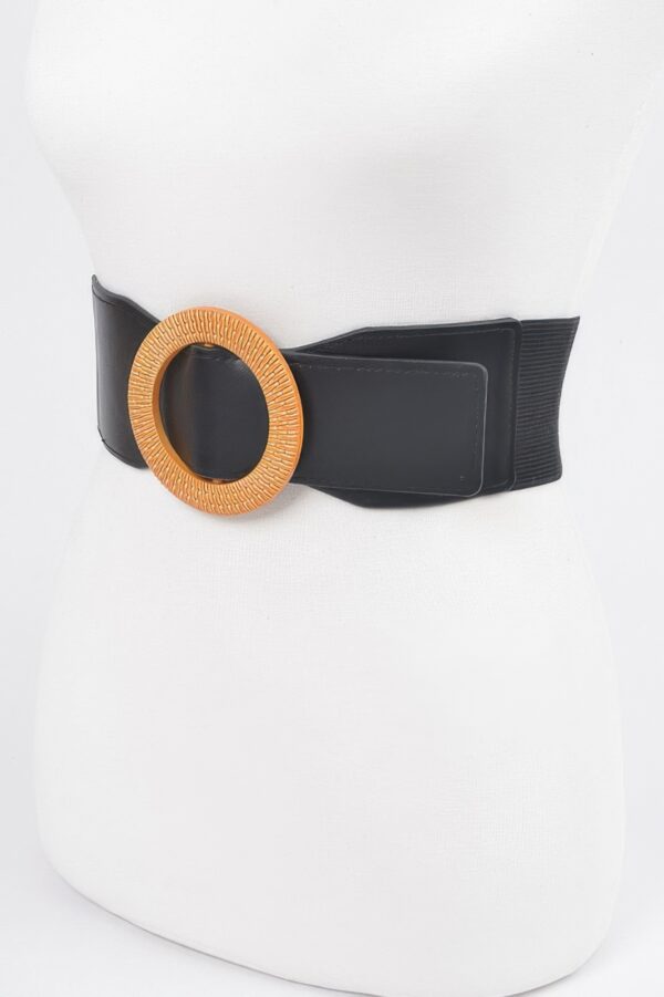 Plus Size Elastic Belt with Oversized Round Buckle