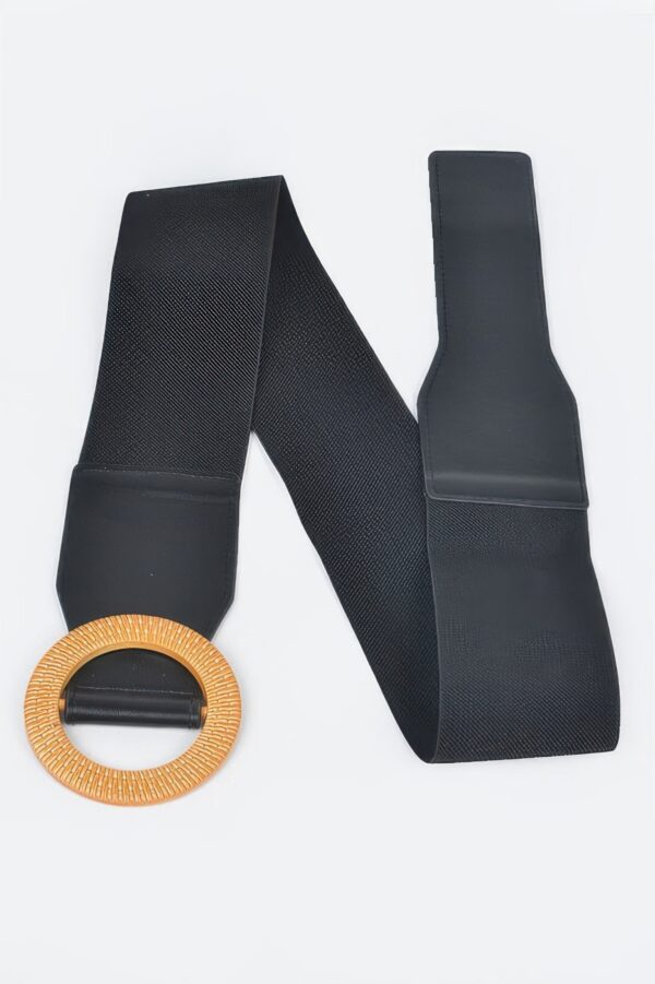 Plus Size Elastic Belt with Oversized Round Buckle