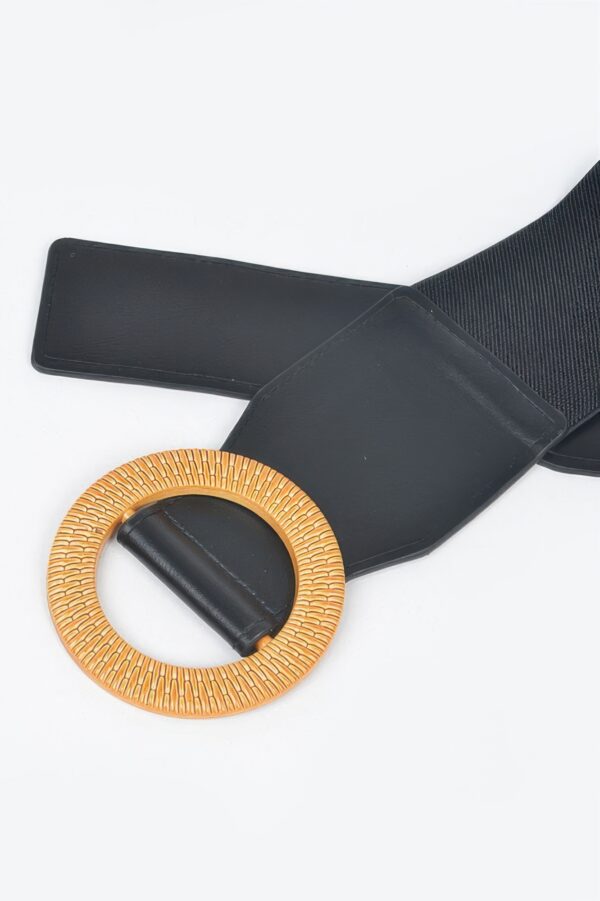 Plus Size Elastic Belt with Oversized Round Buckle
