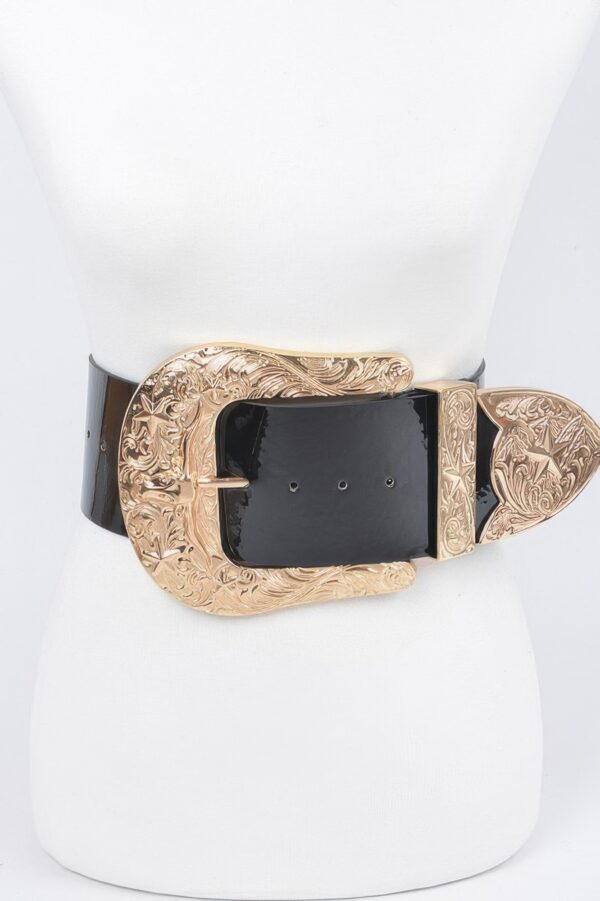Oversized Enamel Waist Belt with Mixed Metal Accents