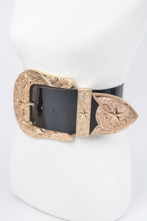 Oversized Enamel Waist Belt with Mixed Metal Accents
