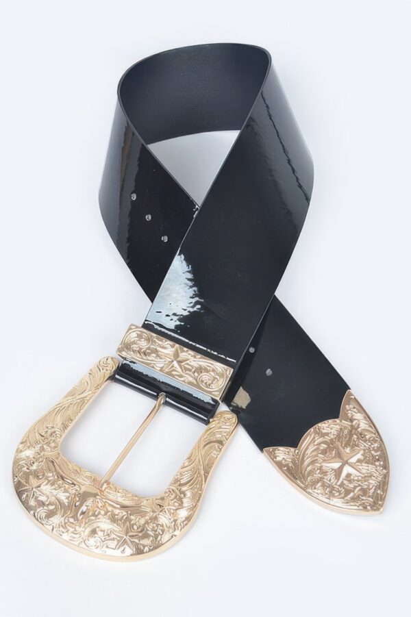 Oversized Enamel Waist Belt with Mixed Metal Accents