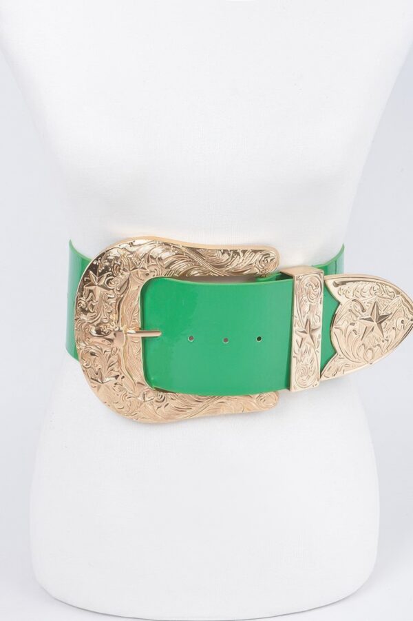 Oversized Enamel Waist Belt with Mixed Metal Accents