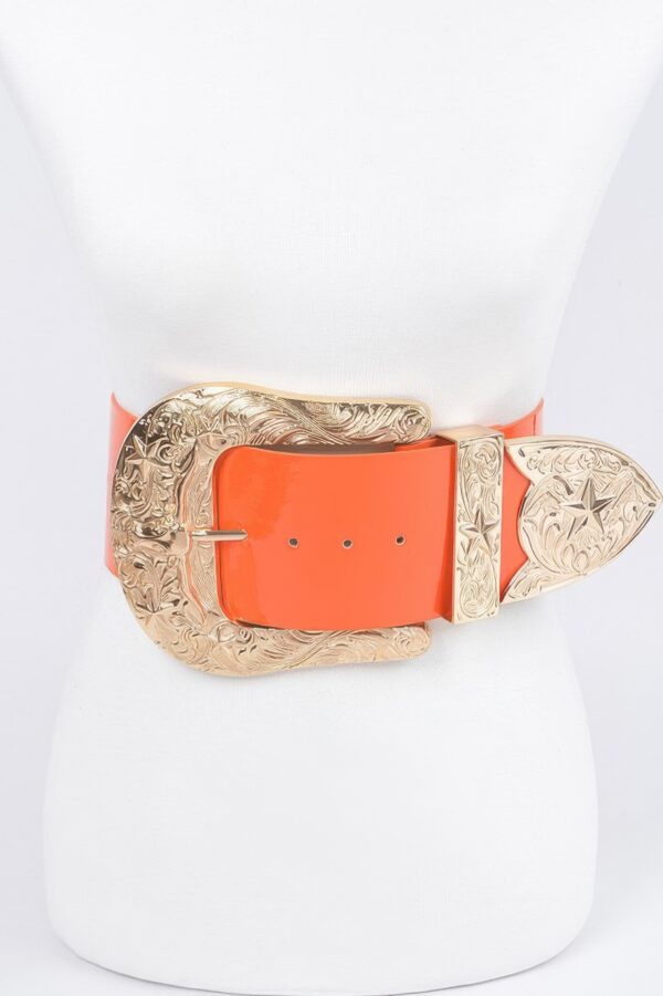 Oversized Enamel Waist Belt with Mixed Metal Accents