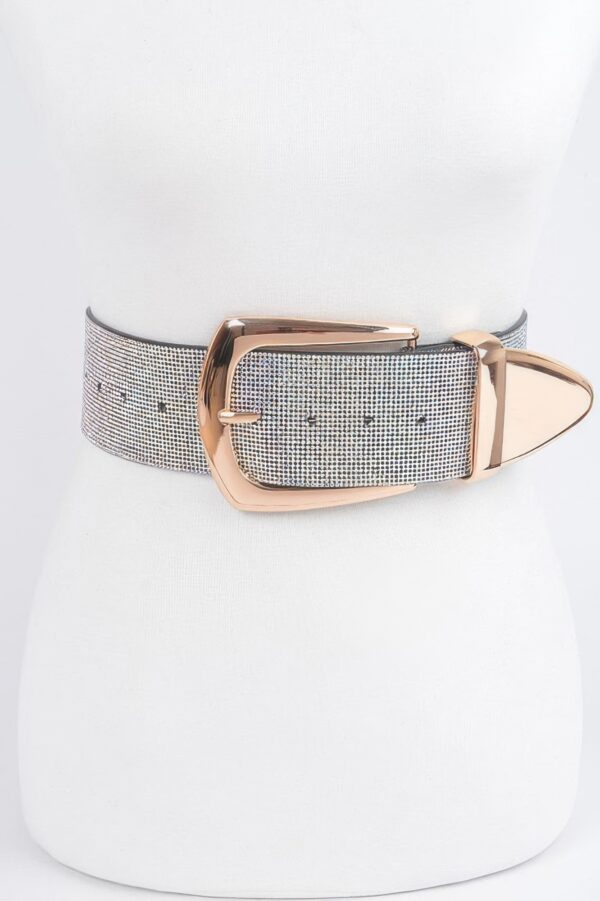 Mixed-Metal Rhinestone Waist Belt