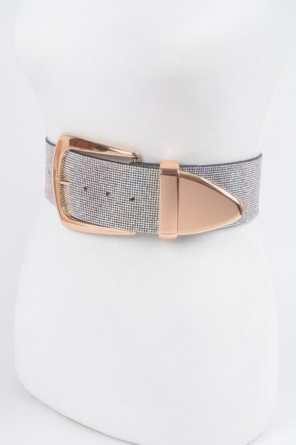 Mixed-Metal Rhinestone Waist Belt