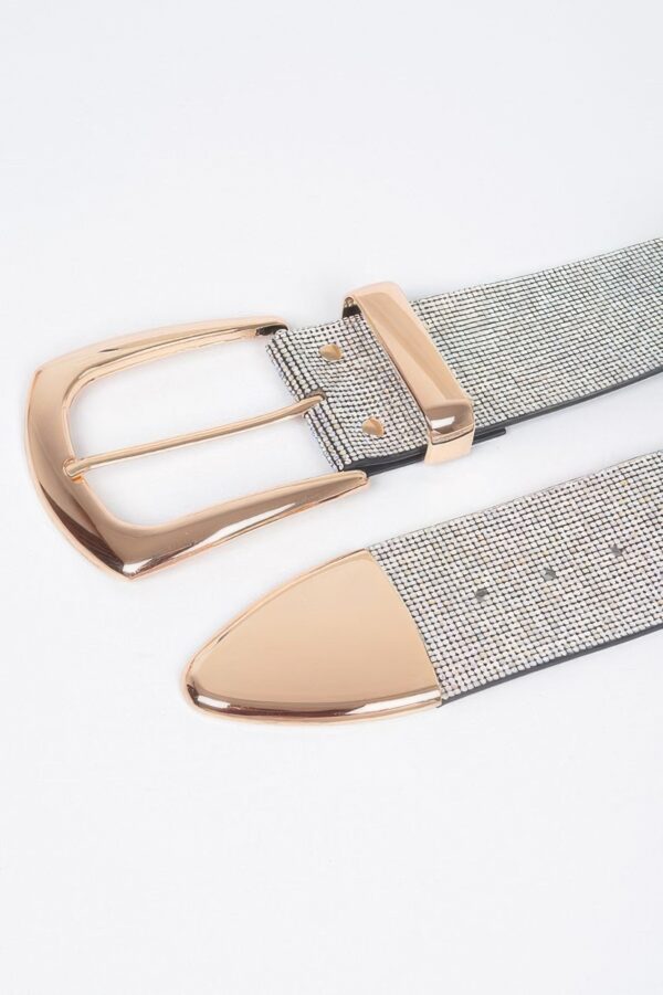 Mixed-Metal Rhinestone Waist Belt