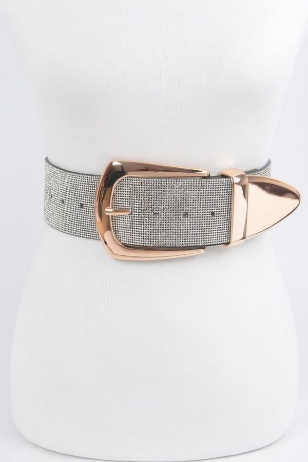 Mixed-Metal Rhinestone Waist Belt