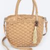 Compact Faux Straw Tote – Textured Straw-Inspired Handbag