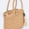Compact Faux Straw Tote – Textured Straw-Inspired Handbag