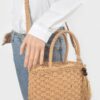 Compact Faux Straw Tote – Textured Straw-Inspired Handbag