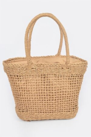 Faux Straw Tote – Structured Lightweight Carryall