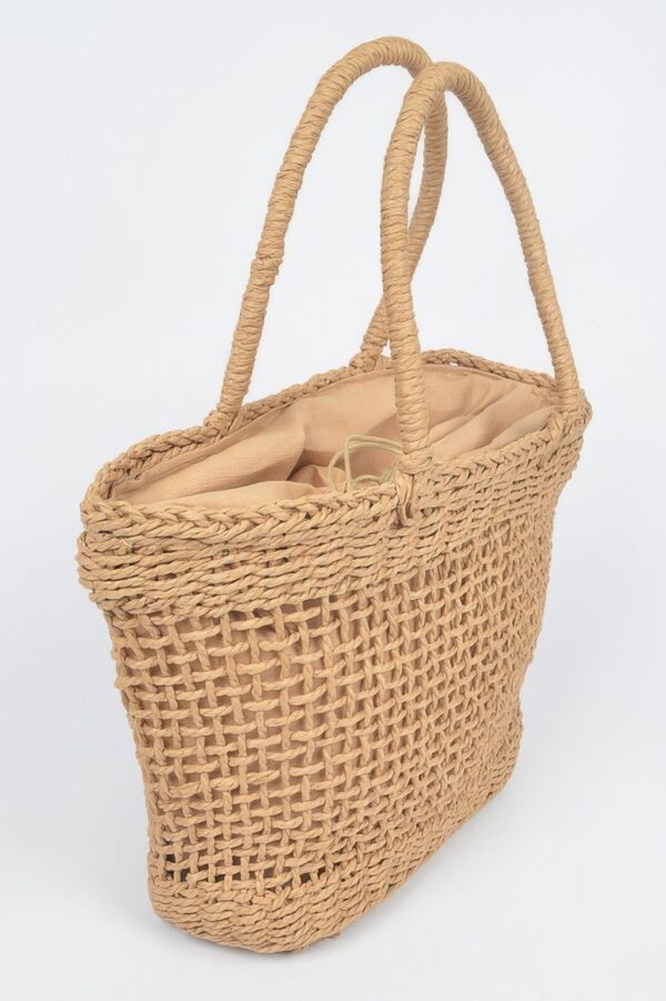 Faux Straw Tote – Structured Lightweight Carryall