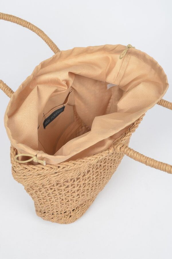 Faux Straw Tote – Structured Lightweight Carryall