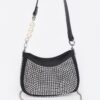 Hotfix Micro Suede Crossbody Bag with Rhinestone Accents
