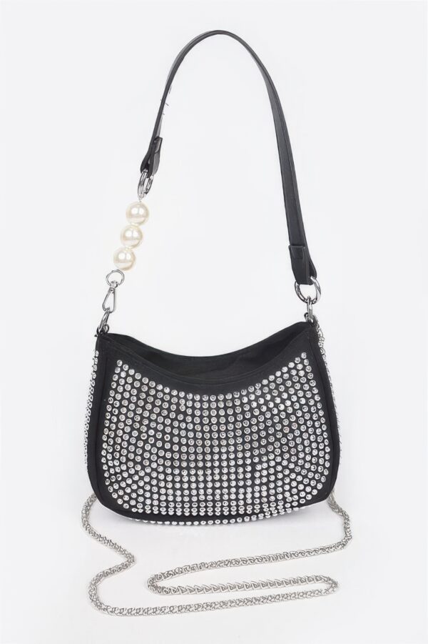 Hotfix Micro Suede Crossbody Bag with Rhinestone Accents