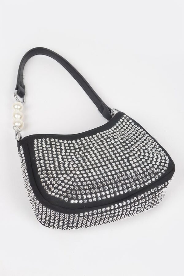 Hotfix Micro Suede Crossbody Bag with Rhinestone Accents