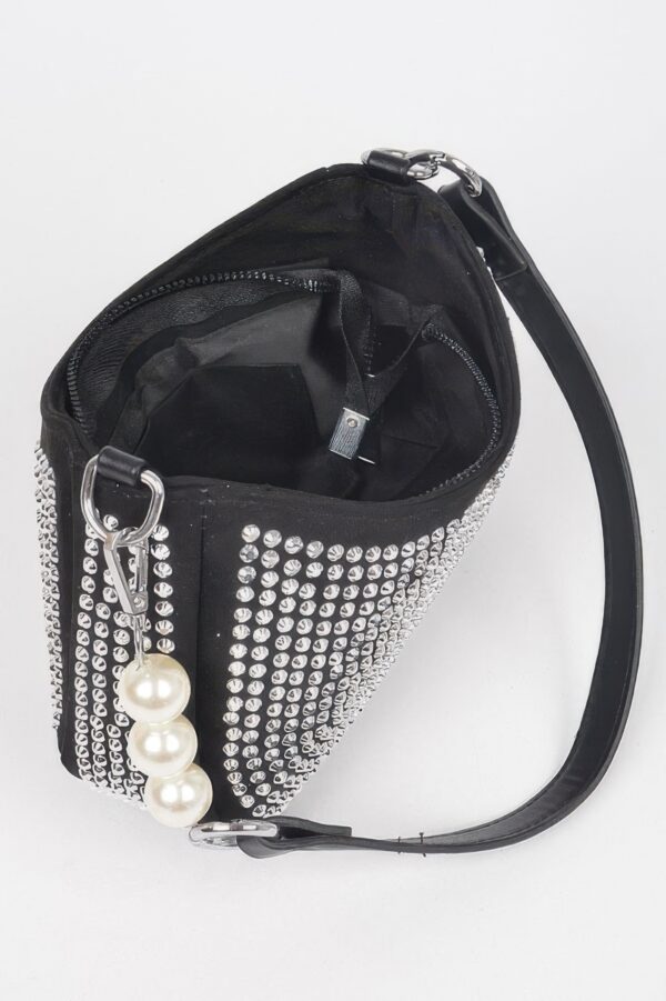 Hotfix Micro Suede Crossbody Bag with Rhinestone Accents