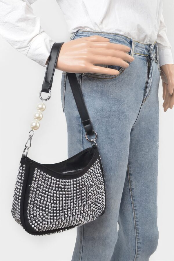 Hotfix Micro Suede Crossbody Bag with Rhinestone Accents