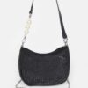 Hotfix Micro Suede Crossbody Bag with Rhinestone Accents