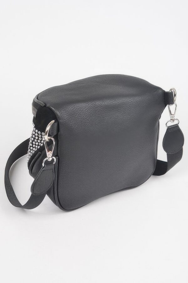 Stone-Studded Crossbody Bag with Rhinestone Accents
