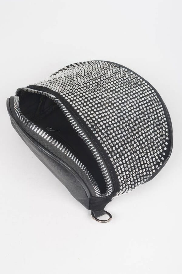 Stone-Studded Crossbody Bag with Rhinestone Accents