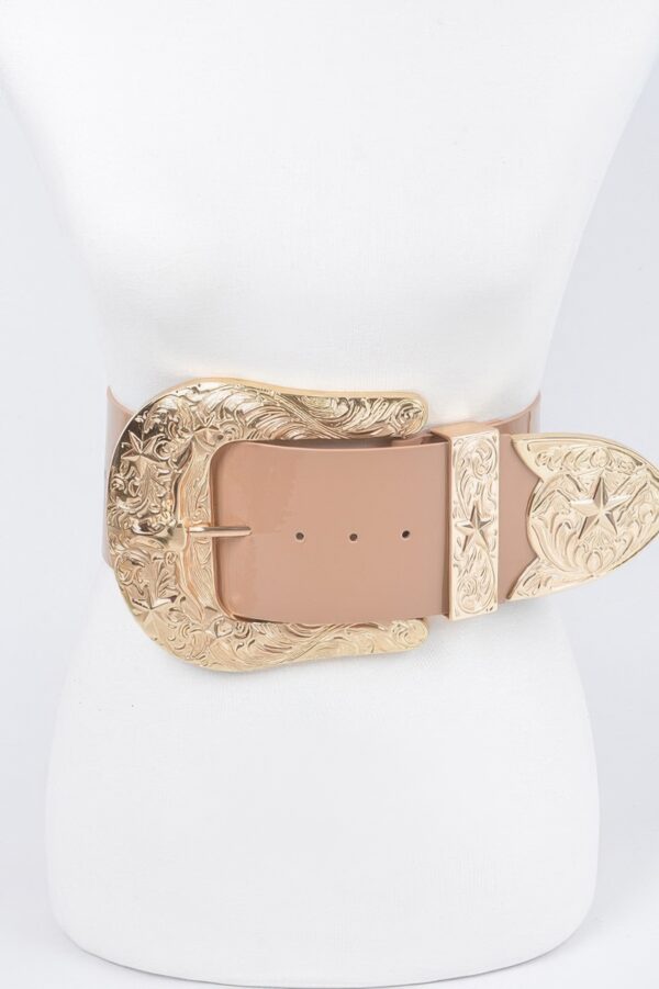 Oversized Enamel Waist Belt with Multi-Metal Trim – Plus Size