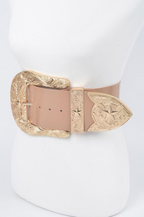 Oversized Enamel Waist Belt with Multi-Metal Trim – Plus Size