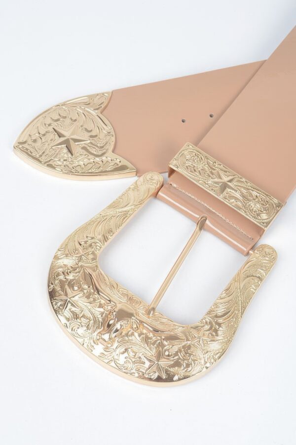 Oversized Enamel Waist Belt with Multi-Metal Trim – Plus Size