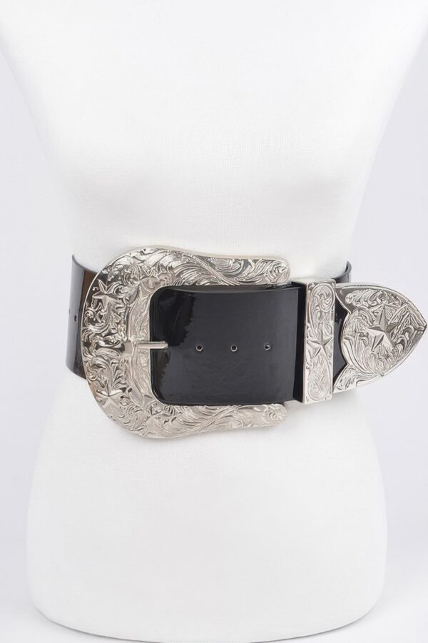 Oversized Enamel Waist Belt with Multi-Metal Trim – Plus Size
