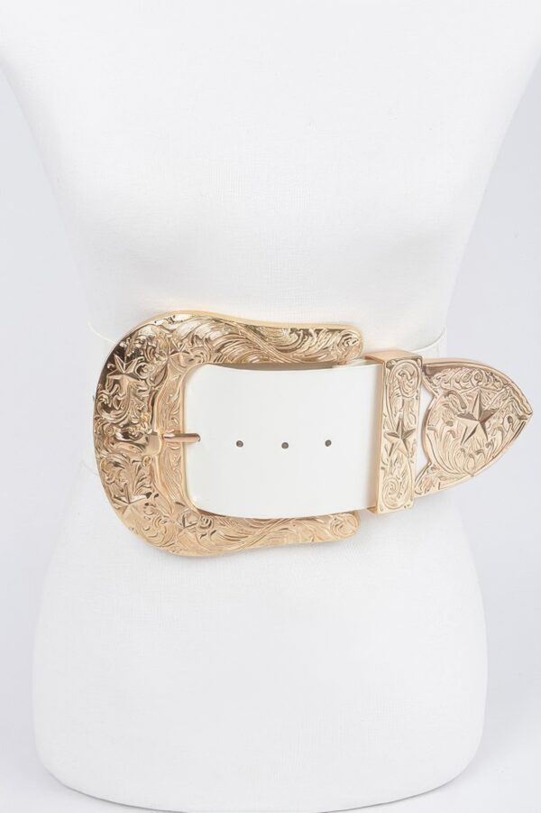 Oversized Enamel Waist Belt with Multi-Metal Trim – Plus Size