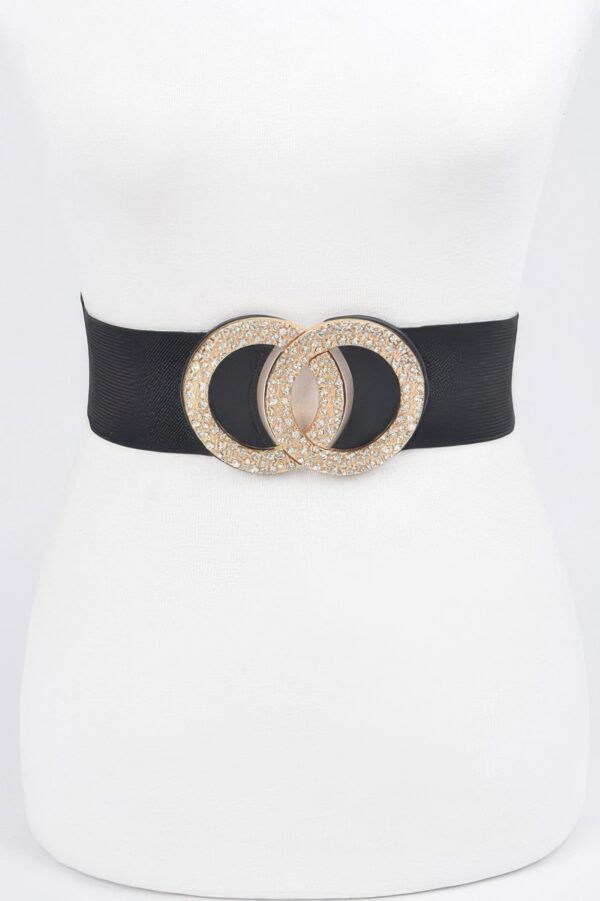Plus-Size Elastic Belt with Rhinestone Buckle